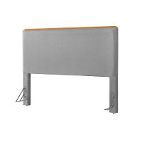 Cabeceira Cama Box King 1,93m Estofada Detalhe Em Madeira Java Linho Cinza - 2