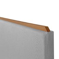 Cabeceira Cama Box Queen 1,60m Estofada Detalhe Em Madeira Java Linho Cinza