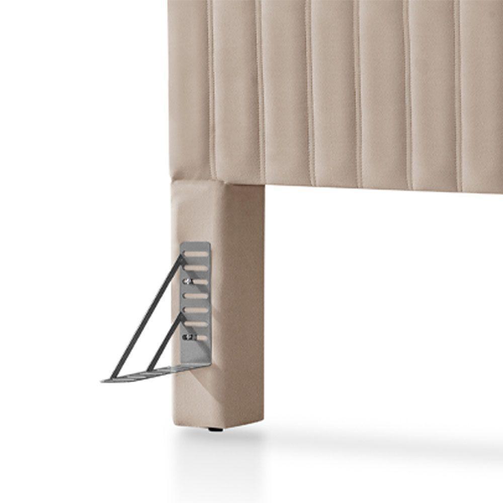 Cabeceira Cama Box King 1,93m Estofada Havai Veludo Bege - 5