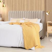 Cabeceira Cama Box King 1,93m Estofada Havai Veludo Bege - 1