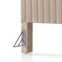 Cabeceira Cama Box King 1,93m Estofada Havai Veludo Bege - 5