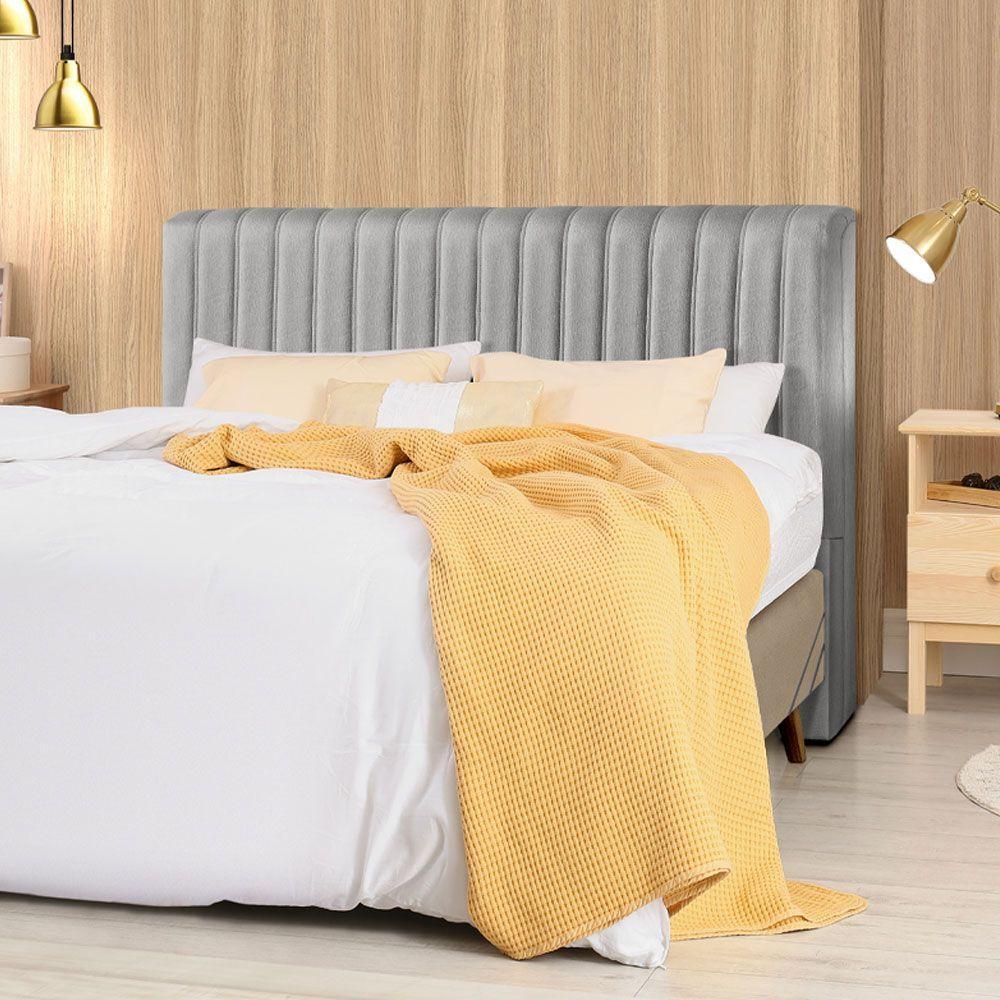 Cabeceira Cama Box Queen 1,60m Estofada Havai Linho Cinza - 1