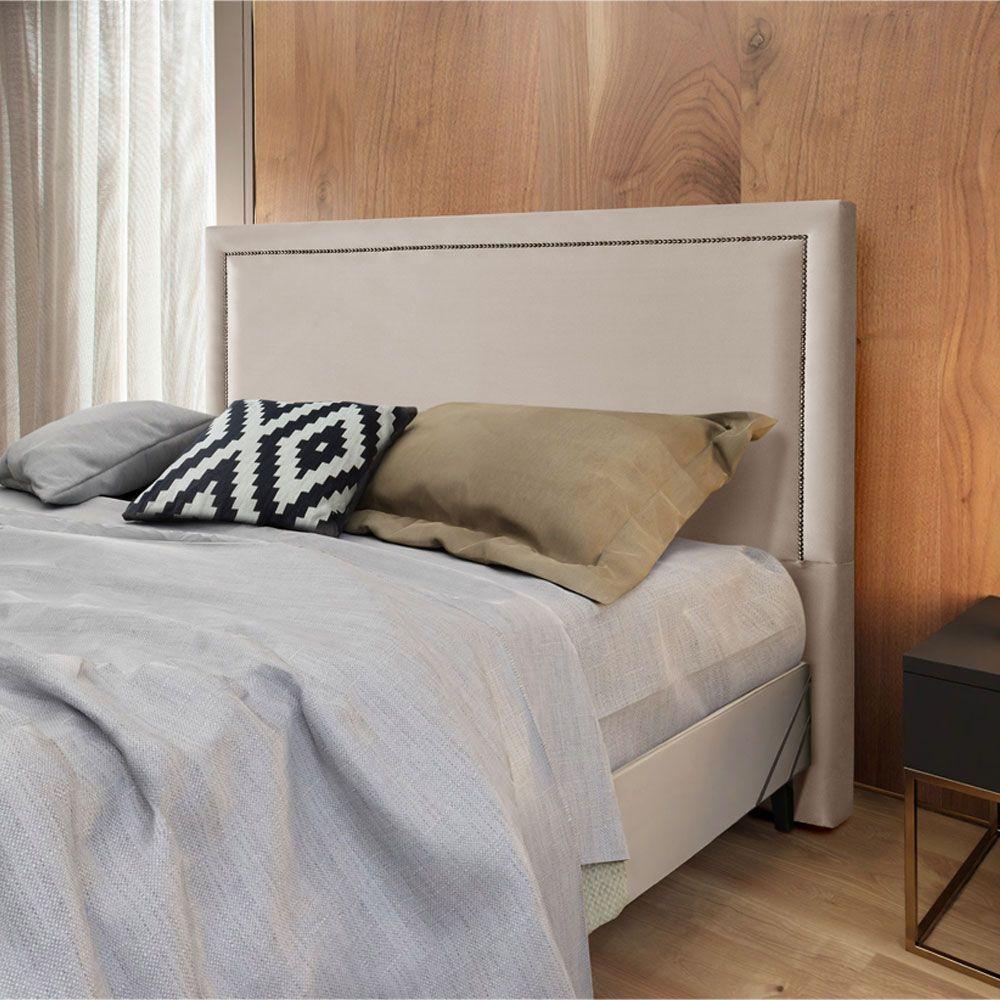 Cabeceira Cama Box Queen 1,60m Estofada Aruba Veludo Bege - 1