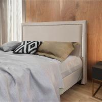 Cabeceira Cama Box Queen 1,60m Estofada Aruba Veludo Bege - 1
