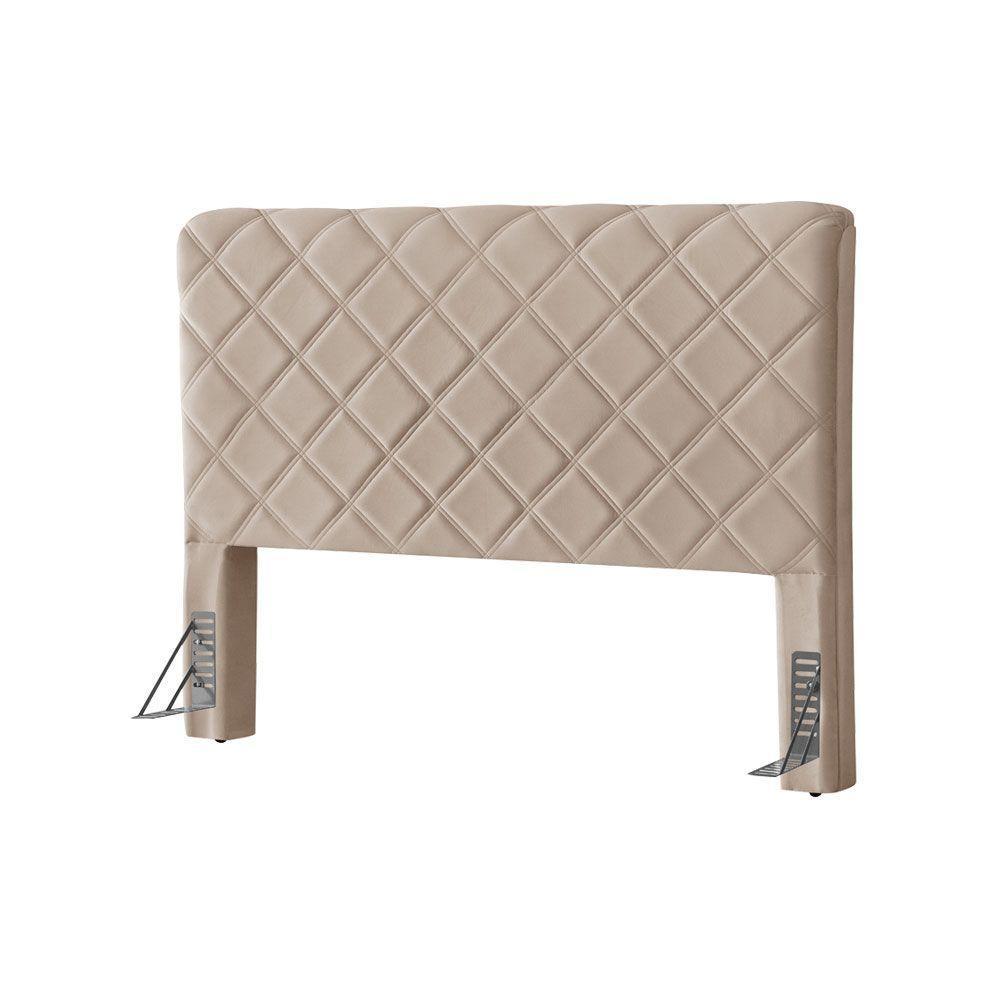 Cabeceira Cama Box King 1,93m Estofada Capri Veludo Bege - 3