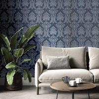 Papel De Parede Thema Damask Azul 28809 - 1