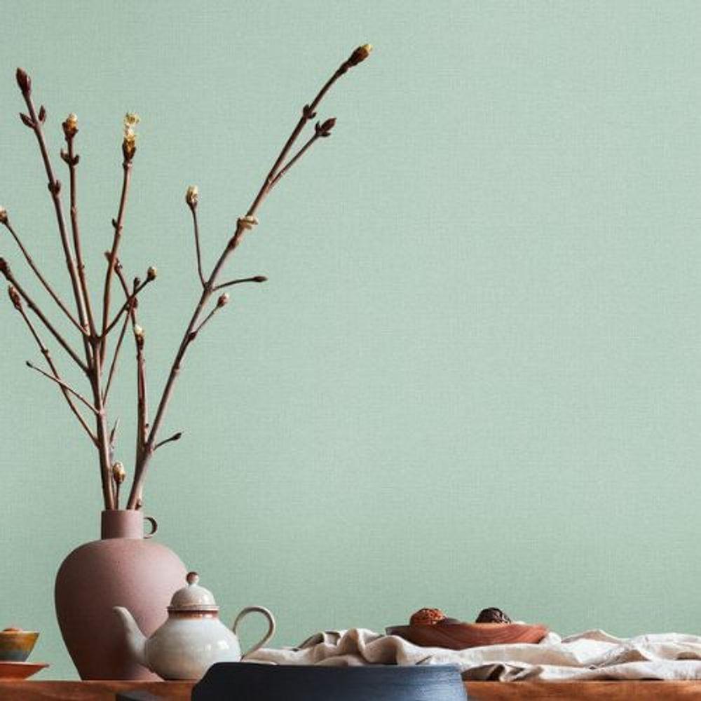 Papel De Parede House Of Turnowsky Aspecto Têxtil Verde 389026 - 1