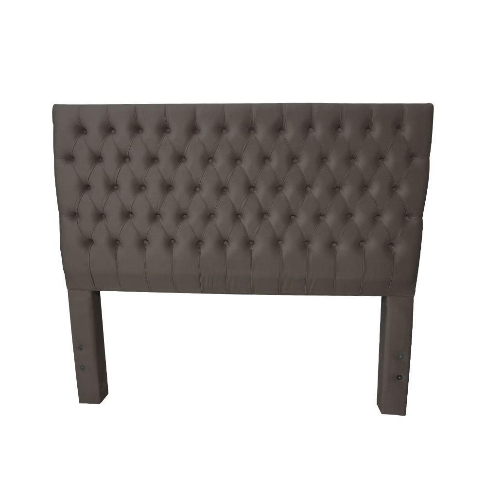 Cabeceira Cama King Estofada Capitonê Creta 1,93m Veludo Marrom - 1