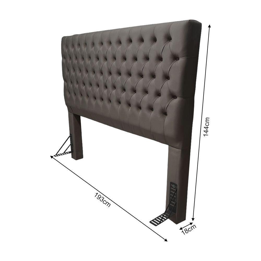 Cabeceira Cama King Estofada Capitonê Creta 1,93m Veludo Marrom - 4