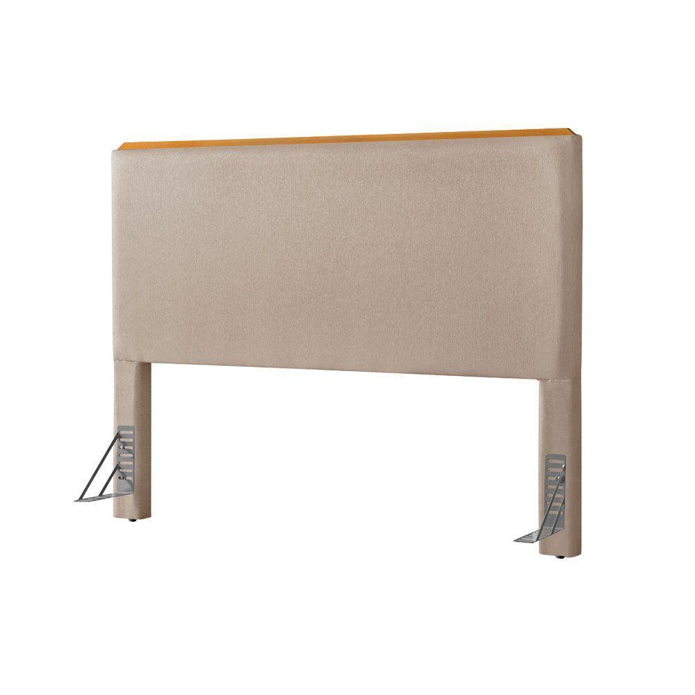Cabeceira Cama Box King 1,93m Estofada Detalhe Em Madeira Java Linho Bege - 2