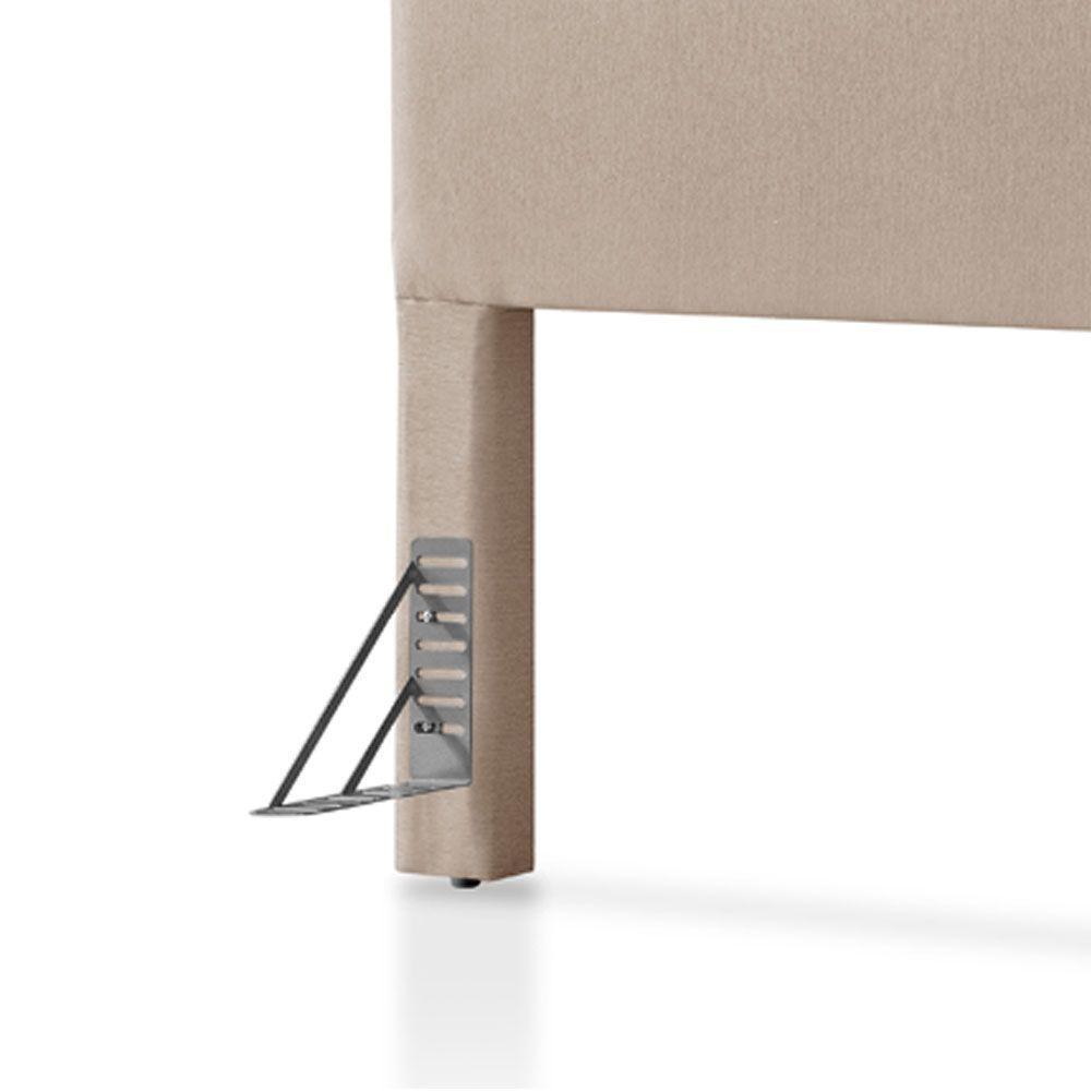 Cabeceira Cama Box King 1,93m Estofada Detalhe Em Madeira Java Linho Bege - 5