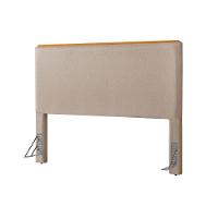 Cabeceira Cama Box King 1,93m Estofada Detalhe Em Madeira Java Linho Bege - 2