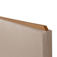 Cabeceira Cama Box King 1,93m Estofada Detalhe Em Madeira Java Linho Bege