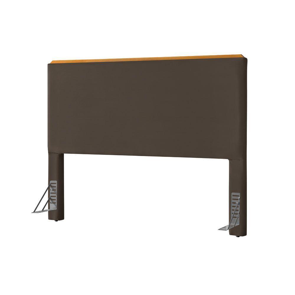 Cabeceira Cama Box King 1,93m Estofada Detalhe Em Madeira Java Veludo Marrom - 2