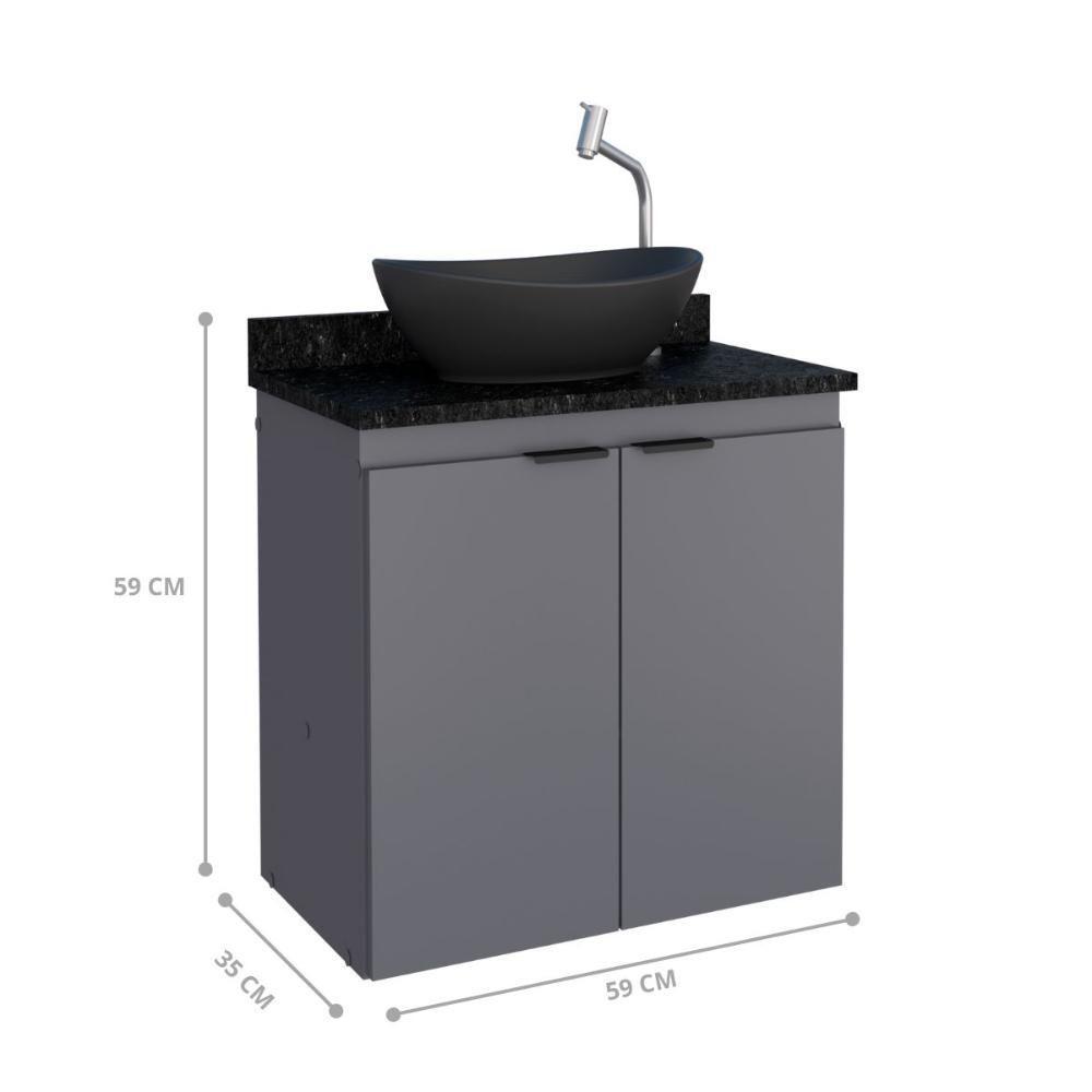 Armário De Banheiro Suspenso Com Lavatorio Cascais Cinza - 3