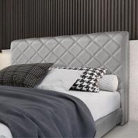 Cabeceira Cama Box Queen 1,60m Estofada Capri Linho Cinza - 1