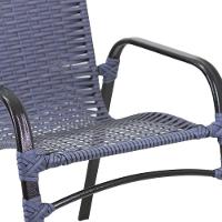 4 Cadeiras E Mesa Tampo Ripado área Jardim Varanda Piscina Azul Dark