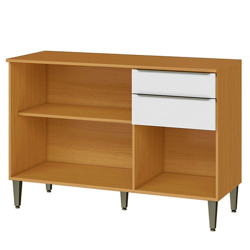 Balcão Para Cozinha 120cm 100% Mdf 3 Portas 2 Gavetas Luna Cinamomo/branco - 2