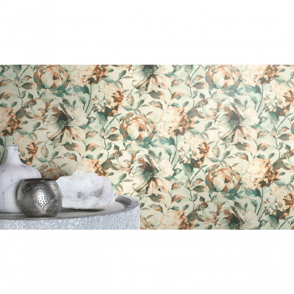 Papel De Parede Barbara Home Flores Azul E Marrom 485134 - 1