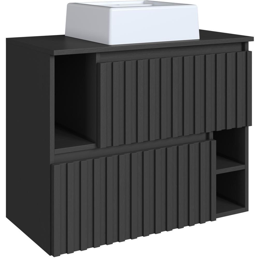 Gabinete Suspenso 2 Portas Com Cuba Branca 75 Cm Bl1000 Grafite Faem Grafite - 6