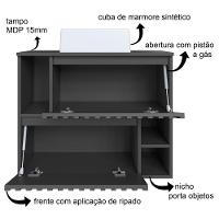 Gabinete Suspenso 2 Portas Com Cuba Branca 75 Cm Bl1000 Grafite Faem Grafite - 3