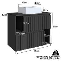 Gabinete Suspenso 2 Portas Com Cuba Branca 75 Cm Bl1000 Grafite Faem Grafite