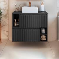 Gabinete Suspenso 2 Portas Com Cuba Branca 75 Cm Bl1000 Grafite Faem Grafite - 8