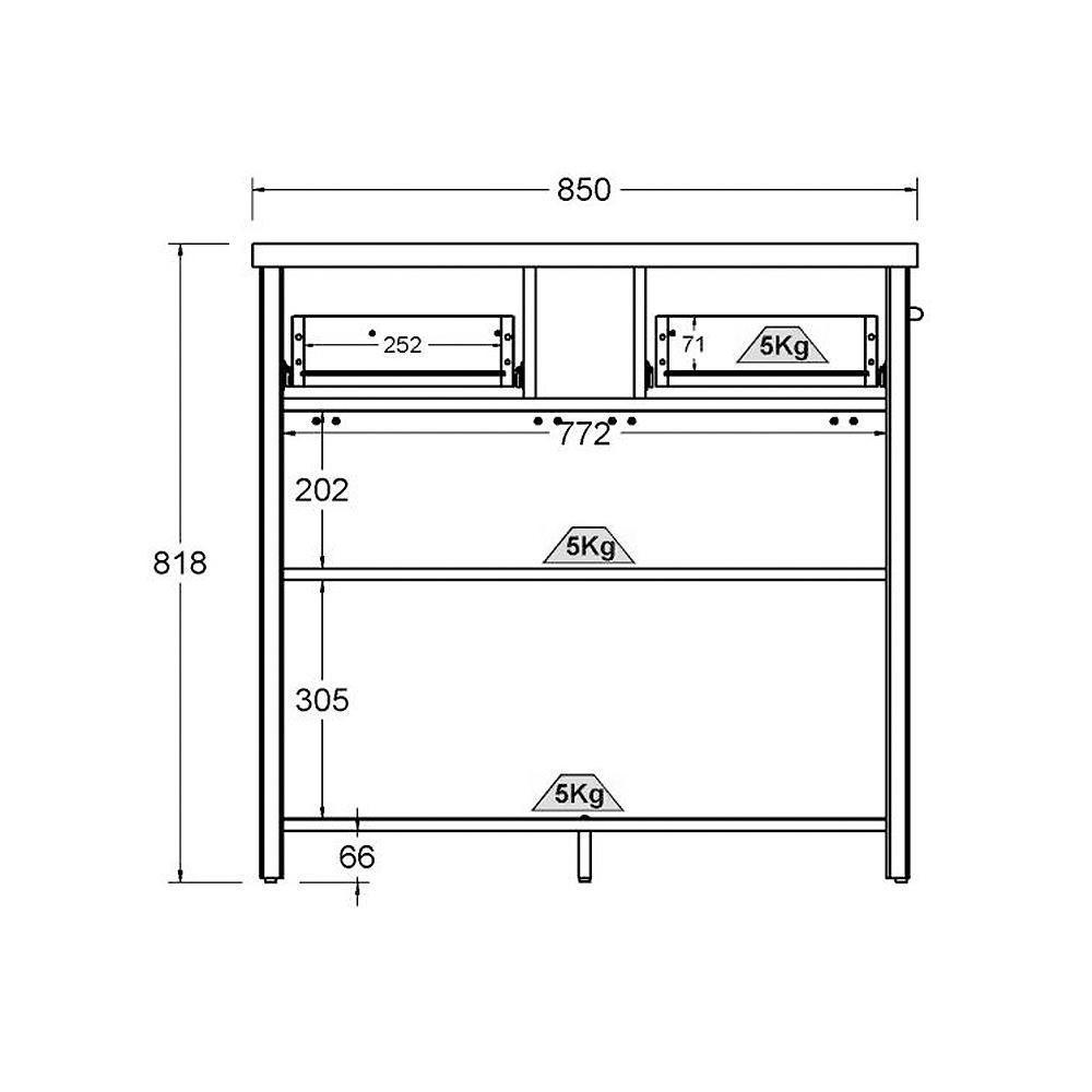 Gabinete Banheiro Com Tampo 2 Pt 2 Gv 85 Cm Bn04 Cinza Dtall - 6