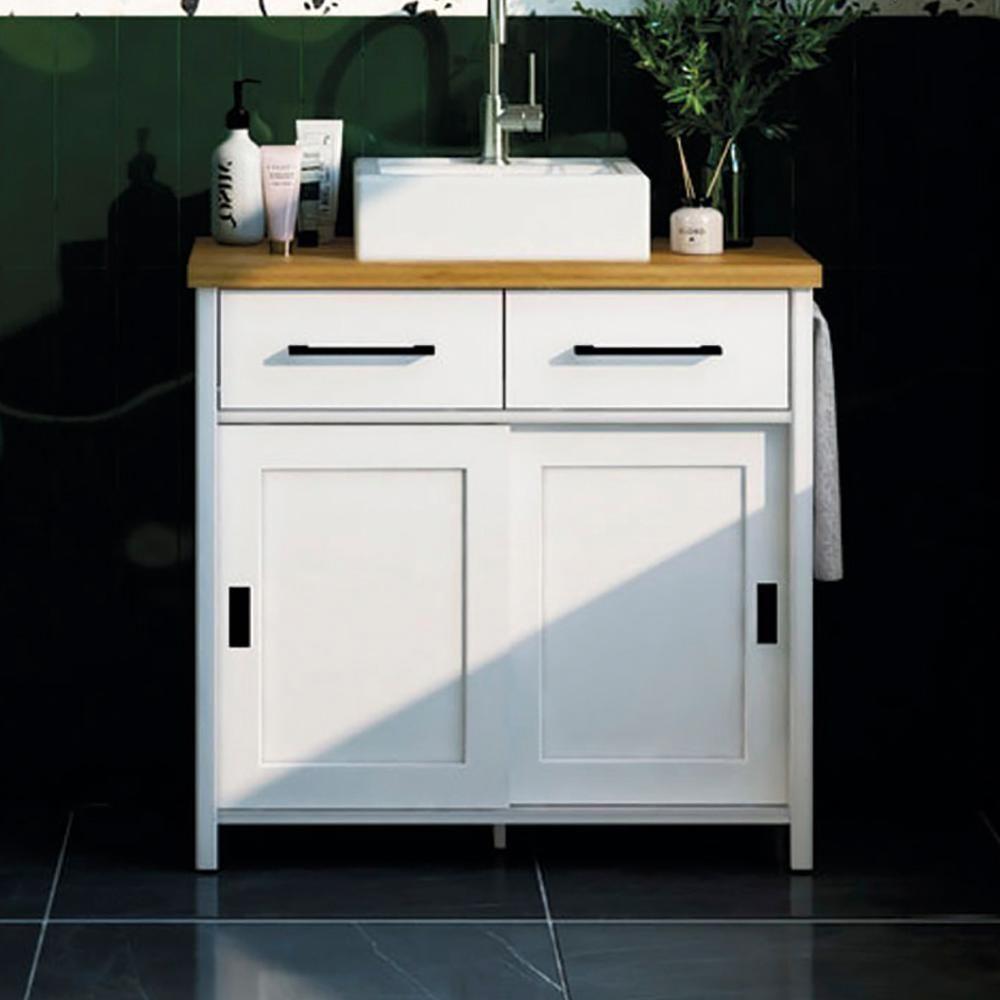 Gabinete Banheiro Com Tampo 2 Pt 2 Gv 85 Cm Bn04 Branco Dtall - 2