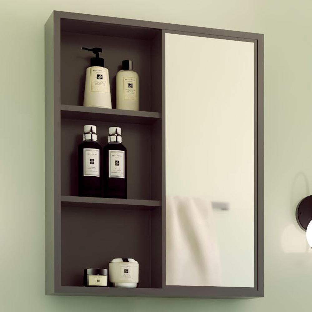 Armario Espelheira 1 Porta Correr 60 Cm Es7250 Grafite Faem Grafite - 2