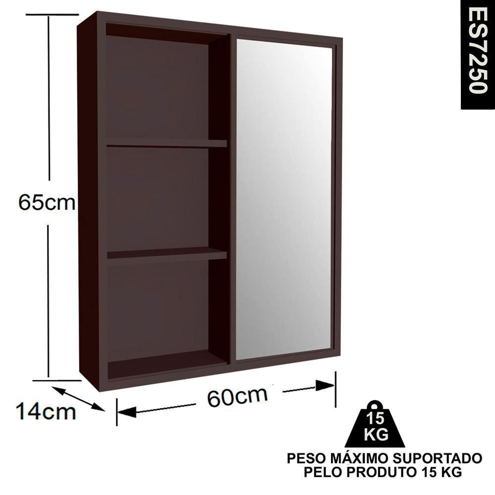 Armario Espelheira 1 Porta Correr 60 Cm Es7250 Grafite Faem Grafite - 4