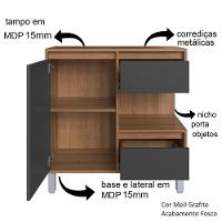 Gabinete Suspenso 80 Cm E Espelheira Cj2001 Mell Grafite Faem Mell Grafite - 3