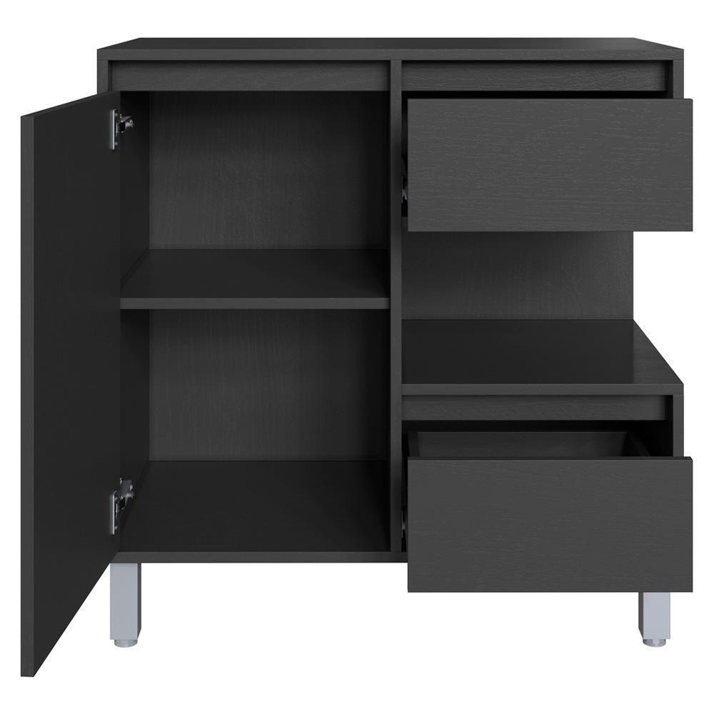 Gabinete Suspenso 1 Porta E 2 Gavetas 80 Cm Bl2001 Grafite Faem Grafite - 6