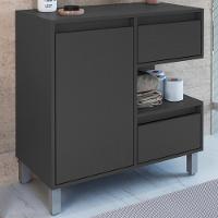 Gabinete Suspenso 1 Porta E 2 Gavetas 80 Cm Bl2001 Grafite Faem Grafite - 2