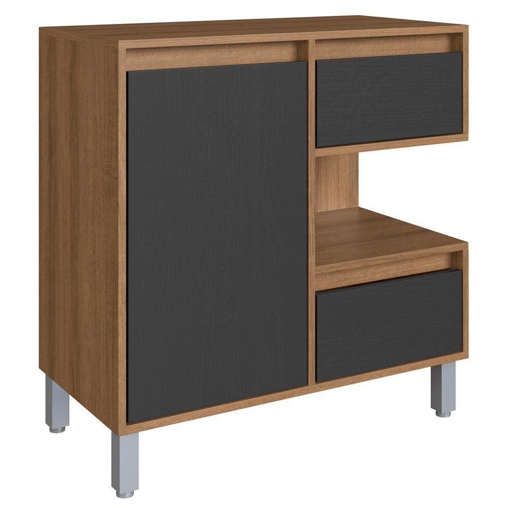 Gabinete Suspenso 1 Porta E 2 Gavetas 80 Cm Bl2001 Mell Grafite Faem Mell Grafite - 1
