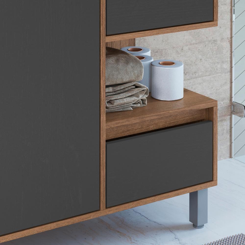 Gabinete Suspenso 1 Porta E 2 Gavetas 80 Cm Bl2001 Mell Grafite Faem Mell Grafite - 5