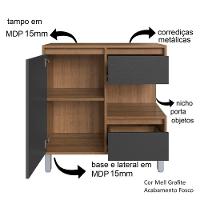Gabinete Suspenso 1 Porta E 2 Gavetas 80 Cm Bl2001 Mell Grafite Faem Mell Grafite - 3