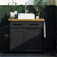 Gabinete Banheiro Com Tampo 2 Pt 2 Gv 85 Cm Bn04 Preto Dtall - 7