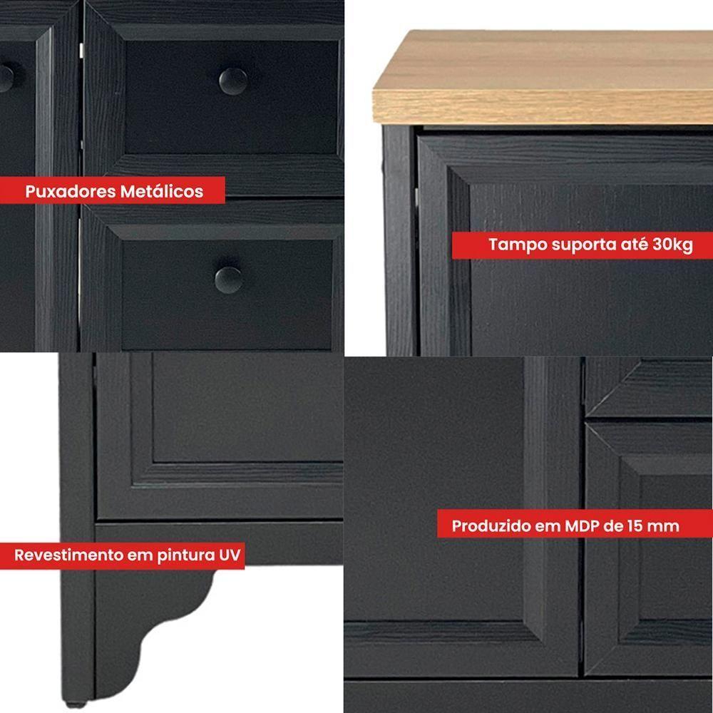 Gabinete Banheiro Com Tampo 1 Pt 3 Gv 79 Cm Bn05 Preto Dtall - 6