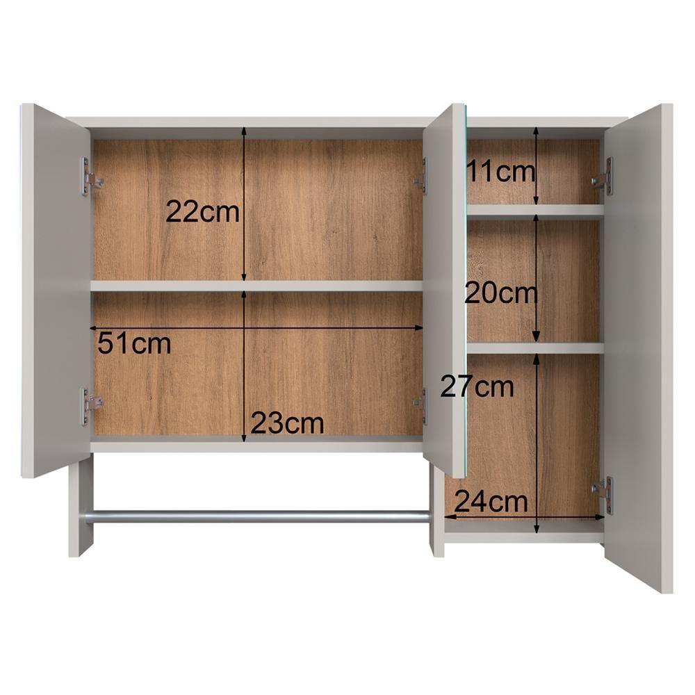 Espelheira Com 3 Portas E Toalheiro 80 Cm Es9000 Mell Arenas Faem Mell Arenas - 5