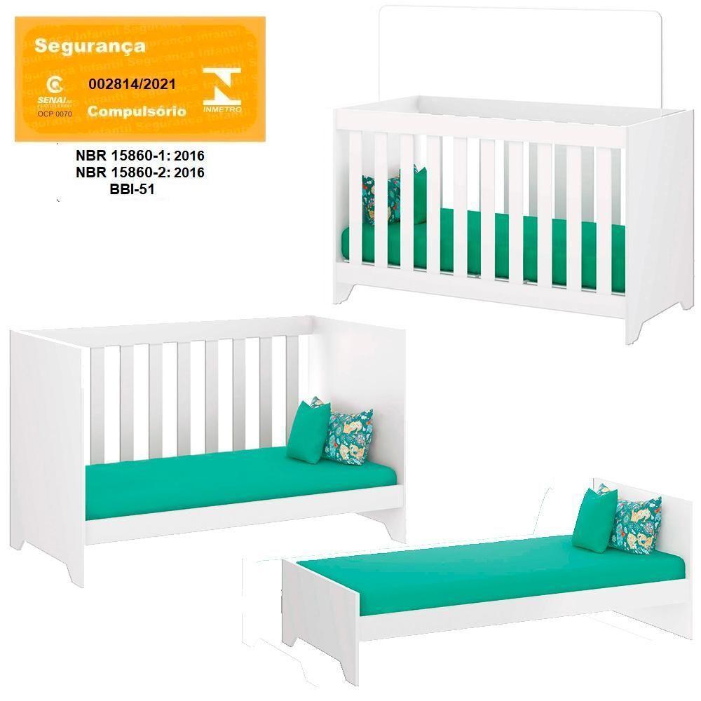 Berço Mini Cama 3 Em 1 Multifuncional 133x64 Cm Bbi51 Branco Dtall - 4
