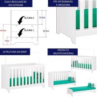 Berço Mini Cama 3 Em 1 Multifuncional 133x64 Cm Bbi51 Branco Dtall - 3