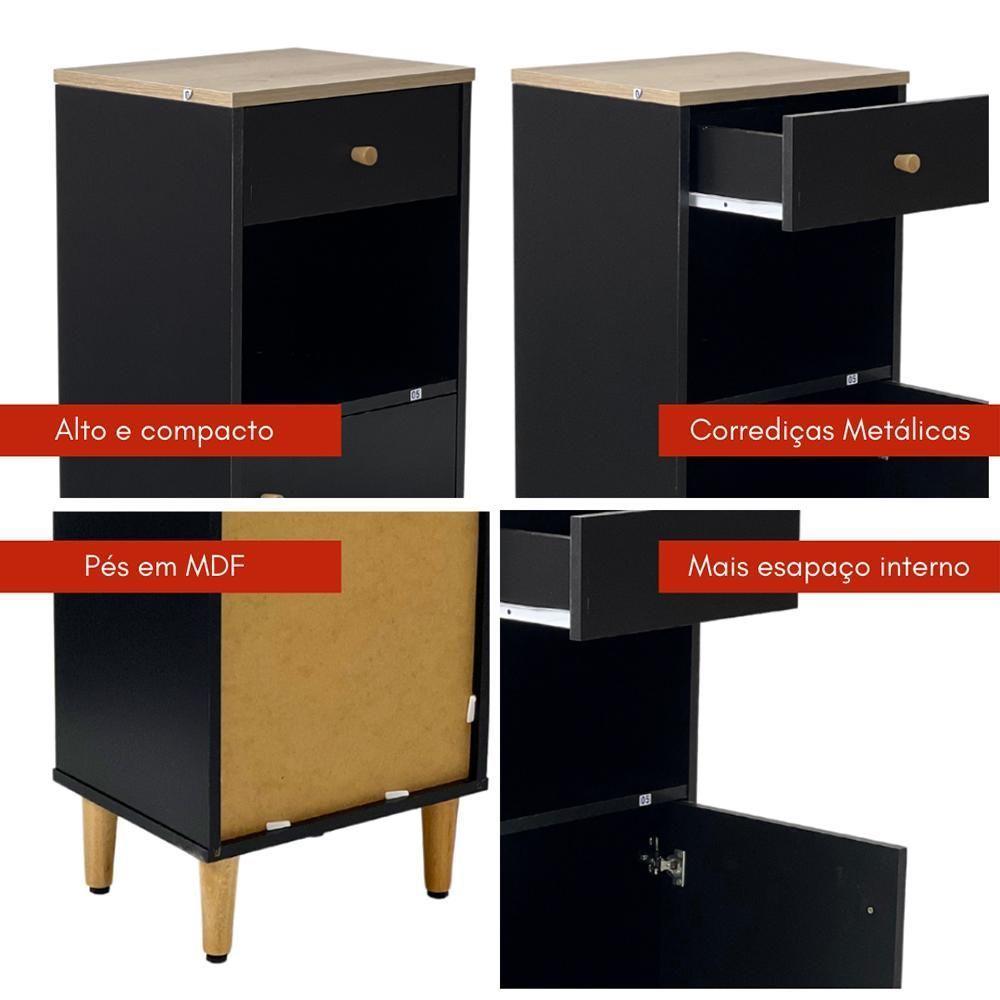 Gabinete Banheiro 1 Porta 1 Gaveta 3 Prateleiras 104x38 Cm Bn07 Preto Dtall - 3