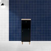 Gabinete Banheiro 1 Porta 1 Gaveta 3 Prateleiras 104x38 Cm Bn07 Preto Dtall - 7