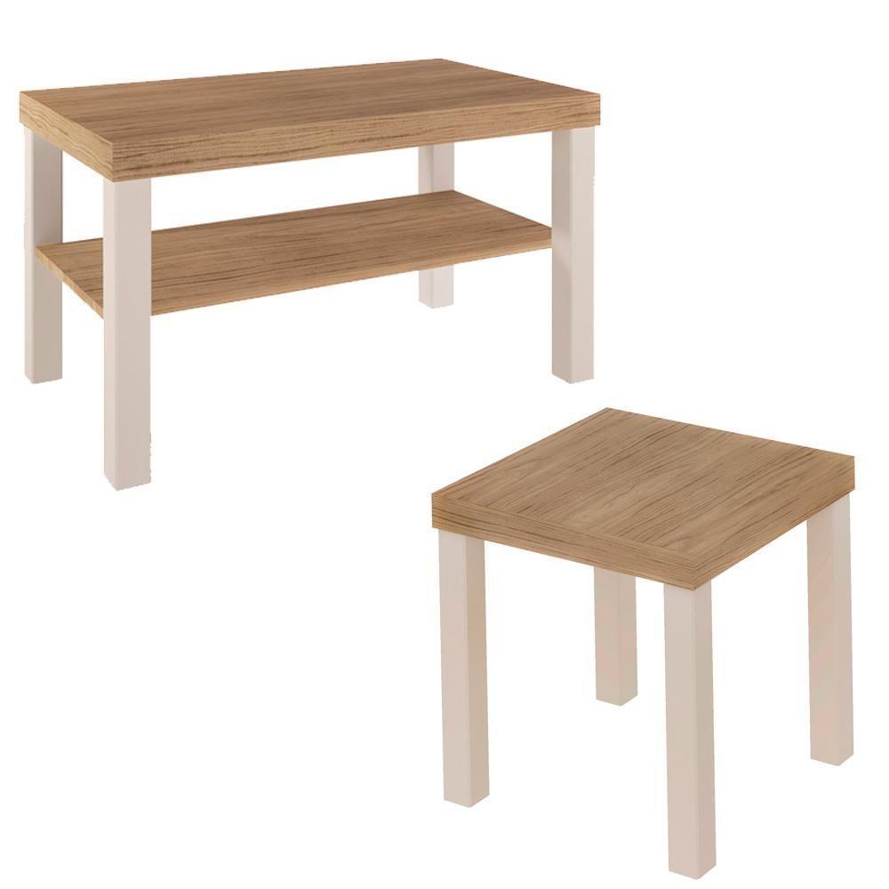 Conjunto Mesa De Centro E Apoio Mca45 Carvalho Off White Arly Carvalho Off White - 1