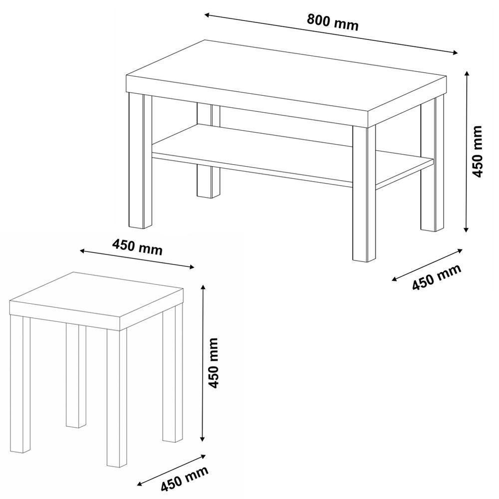 Conjunto Mesa De Centro E Apoio Mca45 Carvalho Off White Arly Carvalho Off White - 3