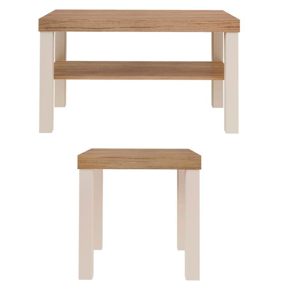 Conjunto Mesa De Centro E Apoio Mca45 Carvalho Off White Arly Carvalho Off White - 5