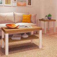 Conjunto Mesa De Centro E Apoio Mca45 Carvalho Off White Arly Carvalho Off White - 2