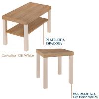 Conjunto Mesa De Centro E Apoio Mca45 Carvalho Off White Arly Carvalho Off White - 7
