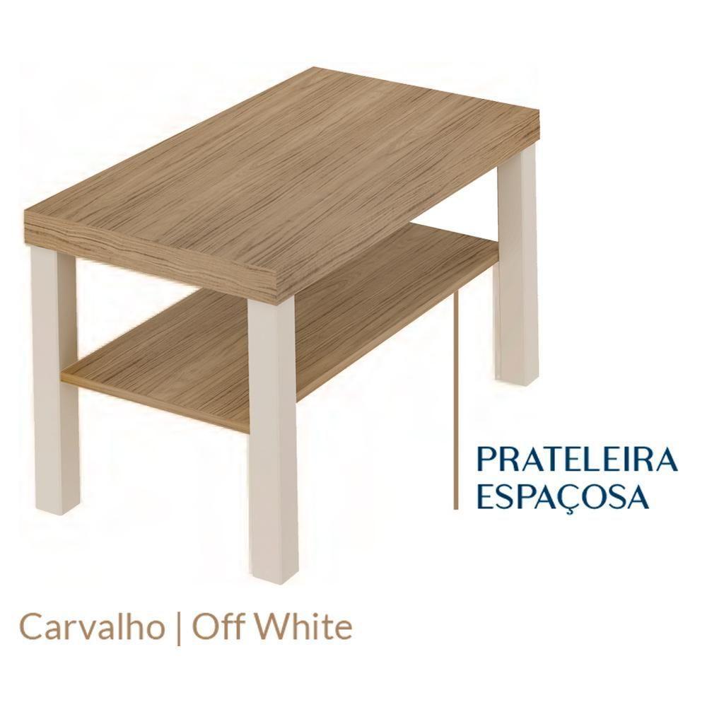 Mesa De Centro Para Sala 80 Cm 4565 Carvalho Off White Arly Carvalho Off White - 6
